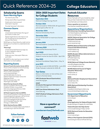 Download 2024-25 College Educator Quick Reference Guide