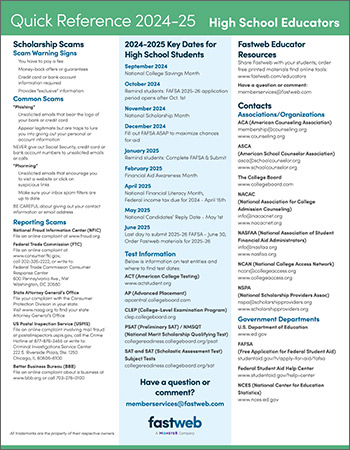 Download 2024-25 High School Educator Quick Reference Guide